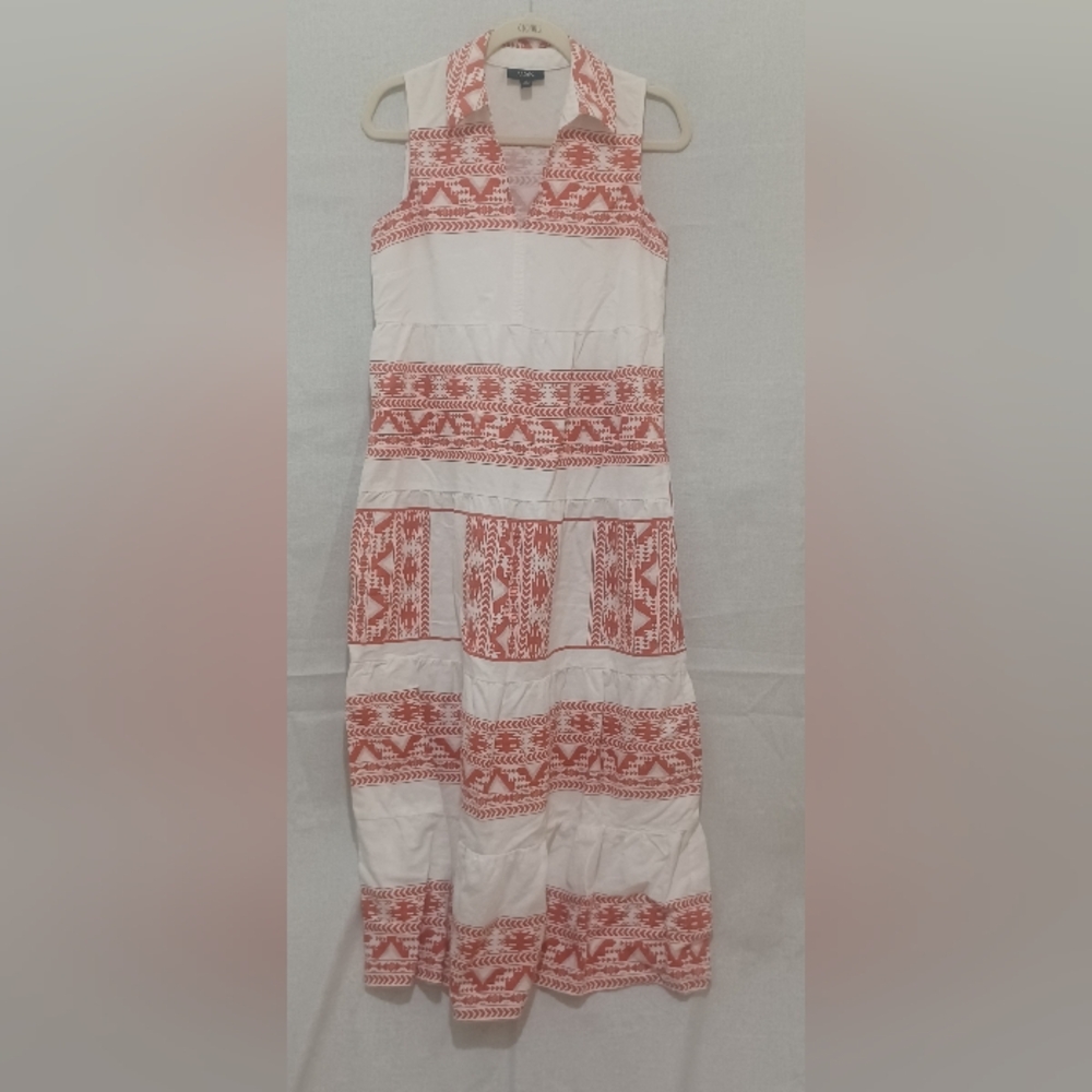 MSK White and Red Patterned Maxi Dress